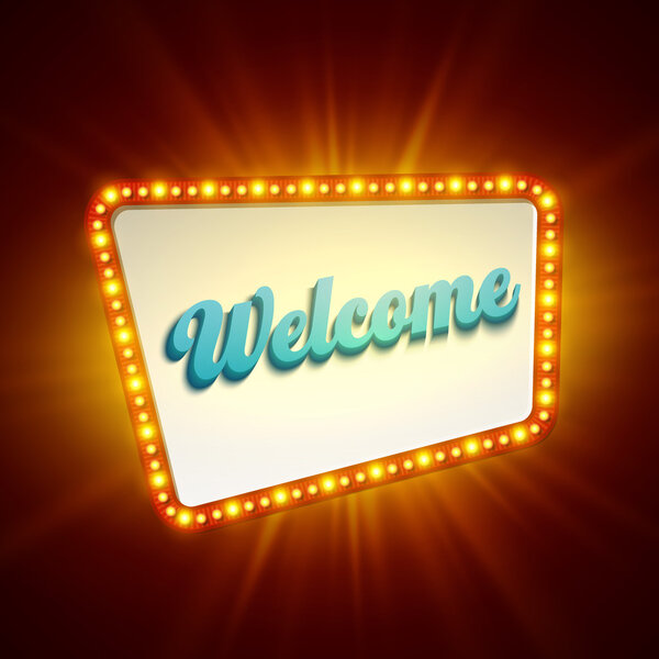 Shining retro light banner.  Vector illustration