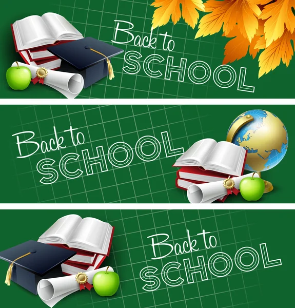 Set of Back to school banners. Ilustração vetorial — Vetor de Stock