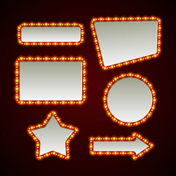 Set retro licht frames. Vectorillustratie — Stockvector