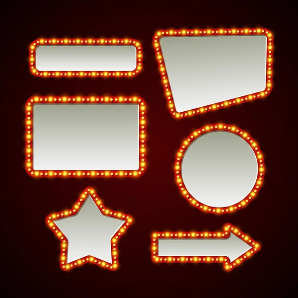 Set of retro light frames. Vector illustration — Stock Vector