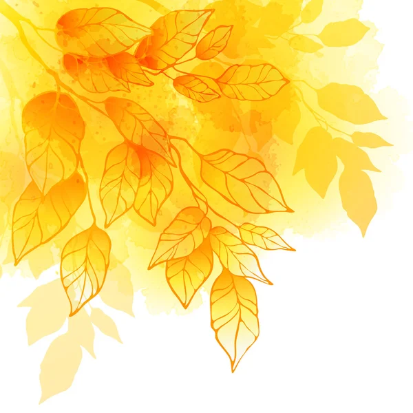 Feuilles d'automne aquarelle fond vectoriel — Image vectorielle