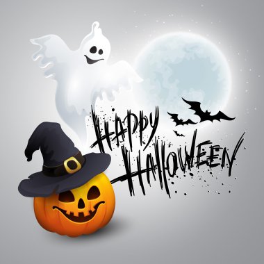 Halloween Parti arka plan ile kabak ve Moon arkada. Vektör çizim