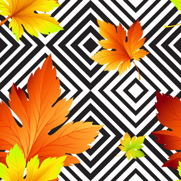 Φθινοπωρινά φύλλα απρόσκοπτη υπόβαθρο, γεωμετρικό σχέδιο. Vector εικονογράφηση — Διανυσματικό Αρχείο