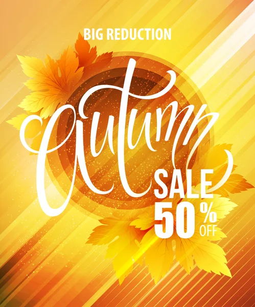 Big fall sale poster design. Vector illustration — Stock Vector