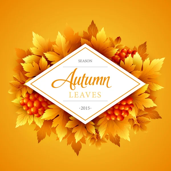 Tipografía otoñal. Hoja de otoño. Ilustración vectorial — Vector de stock