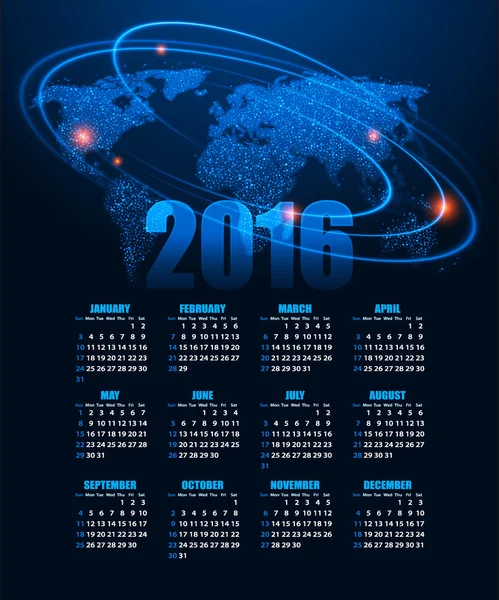 Calendario 2016 su sfondo astratto. Illustrazione vettoriale — Vettoriale Stock