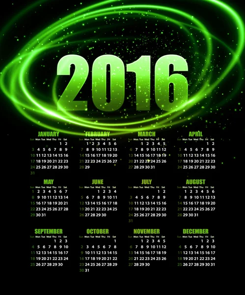 Calendario 2016 su sfondo astratto. Illustrazione vettoriale — Vettoriale Stock