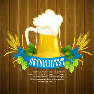 Oktoberfest bira ile arka plan. Poster şablonu. Vektör çizim