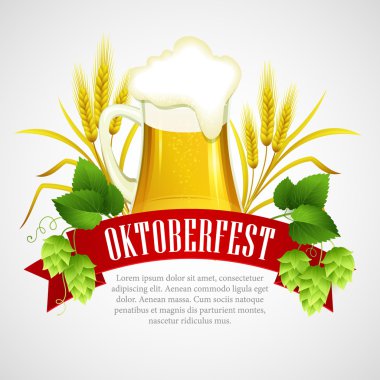 Oktoberfest bira ile arka plan. Poster şablonu. Vektör çizim