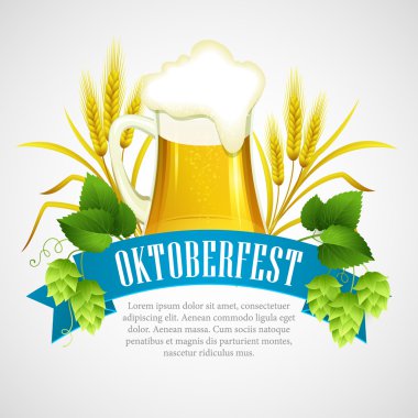 Oktoberfest bira ile arka plan. Poster şablonu. Vektör çizim