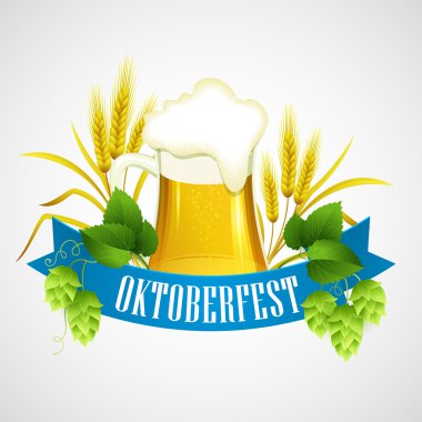Oktoberfest bira ile arka plan. Poster şablonu. Vektör çizim