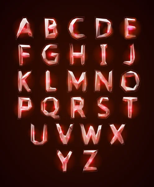 Låga poly cristal alfabetet teckensnitt. Vektor illustration — Stock vektor