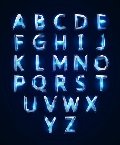 Nízkou poly cristal abecedy písmo. Vektorové ilustrace — Stockový vektor