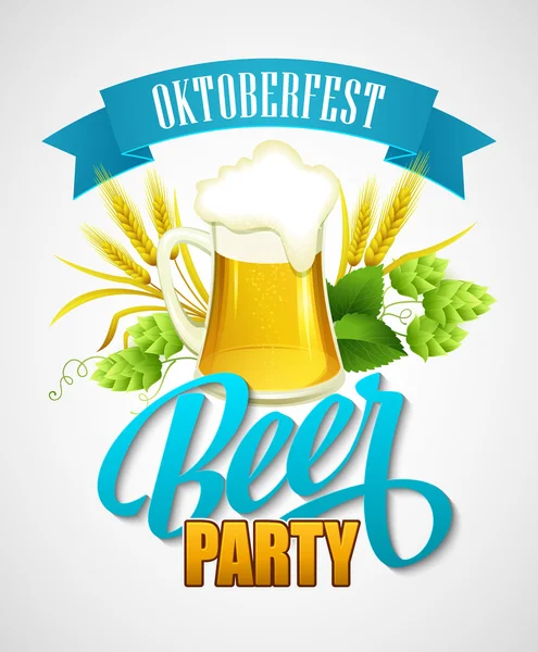 Oktoberfest bira ile arka plan. Poster şablonu. Vektör çizim