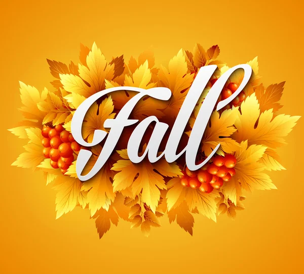 Typographie d'automne. Feuille d'automne. Illustration vectorielle — Image vectorielle