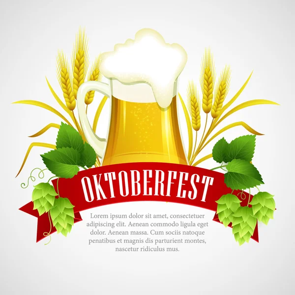 Oktoberfest bira ile arka plan. Poster şablonu. Vektör çizim