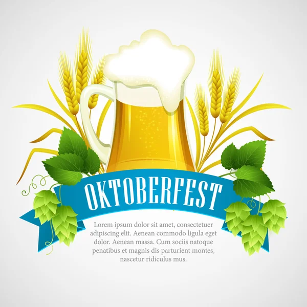 慕尼黑啤酒节背景与啤酒。海报模板。矢量图 — 图库矢量图片