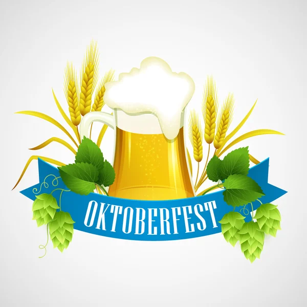 Oktoberfest bira ile arka plan. Poster şablonu. Vektör çizim