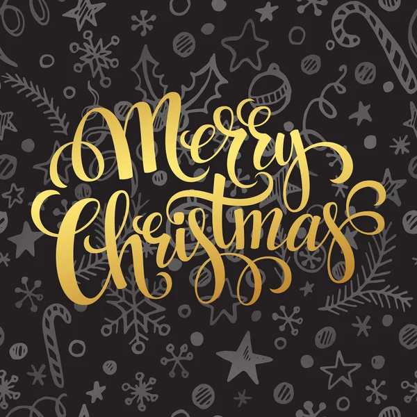 Oro Buon Natale lettering in gesso modello senza cuciture — Vettoriale Stock