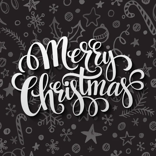 Joyeux Noël lettrage à la craie motif sans couture — Image vectorielle