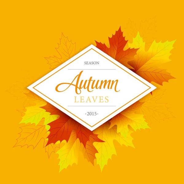 Hojas coloridas con letras de otoño — Vector de stock