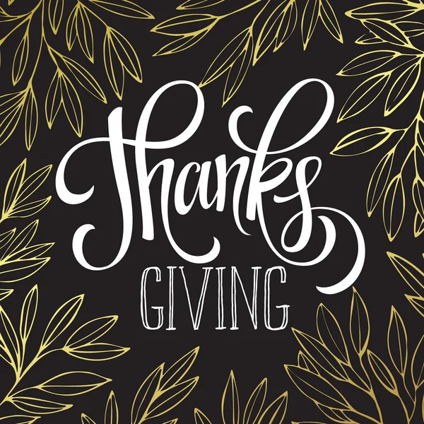 Thanksgiving - goud glinsterende belettering ontwerp. Vectorillustratie — Stockvector