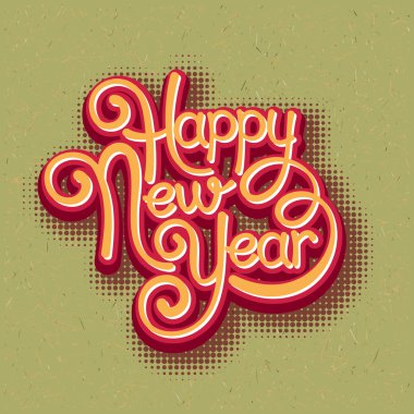 Yazıt mutlu yeni yıl. Vektör çizim