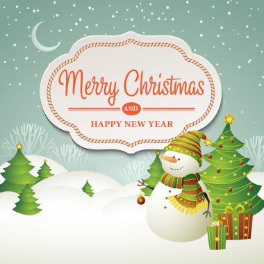 Noel vektör çizim ile kardan adam