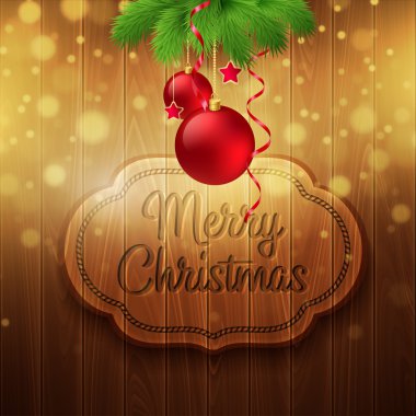 Noel dekorasyon ahşap arka plan üzerinde. Vektör arka plan
