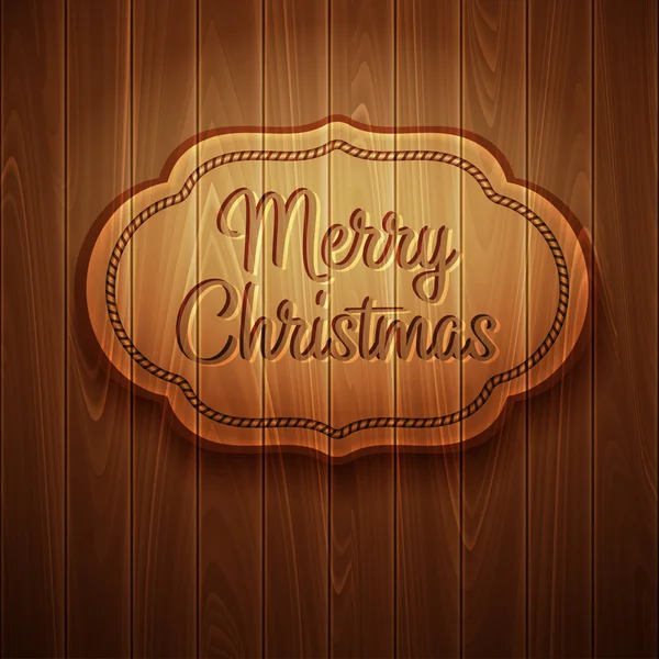 木製の背景にメリー クリスマス フレーム。ベクトル図 — ストックベクタ
