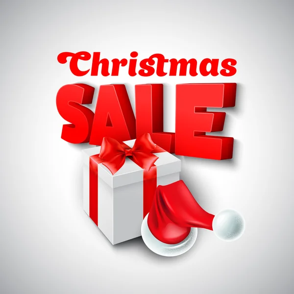 Χριστούγεννα πώληση με καπέλο Santa. Vector εικονογράφηση — Διανυσματικό Αρχείο