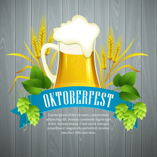 Oktoberfest Background with Beer. Poster template. Vector illustration — Stock Vector