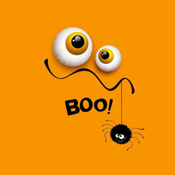 Funny Halloween greeting card monster eyes. Vector illustration