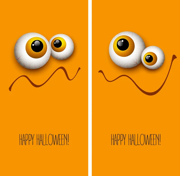 Divertidos ojos de monstruo de tarjeta de felicitación de Halloween. Ilustración vectorial — Vector de stock