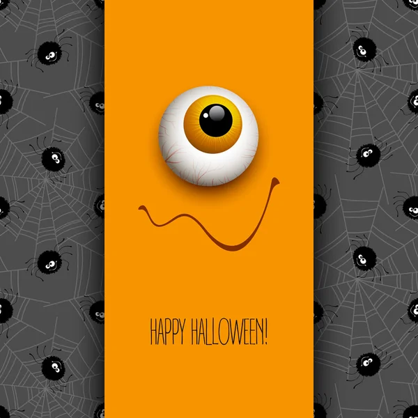 Mata monster kartu ucapan Halloween yang lucu. Ilustrasi vektor - Stok Vektor
