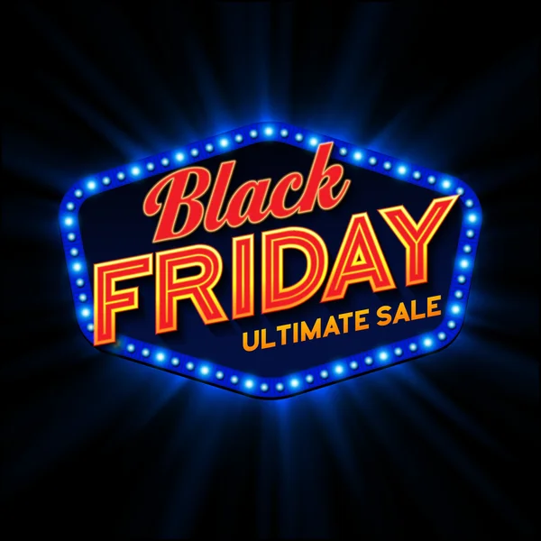 Black Friday retro light frame. Vector illustration — Stock Vector