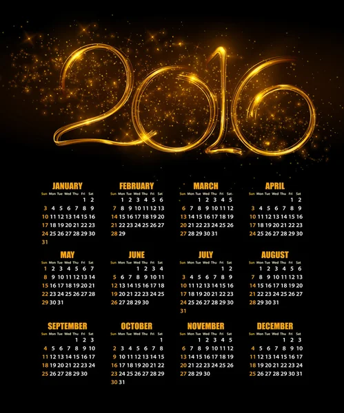 Calendario 2016 su sfondo astratto. Illustrazione vettoriale — Vettoriale Stock