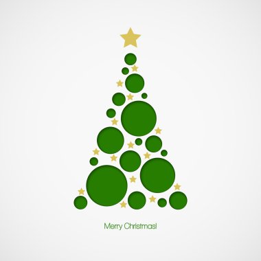 Nokta ve beyaz arka plan üzerinde yıldız ile Noel ağacı. Vektör çizim
