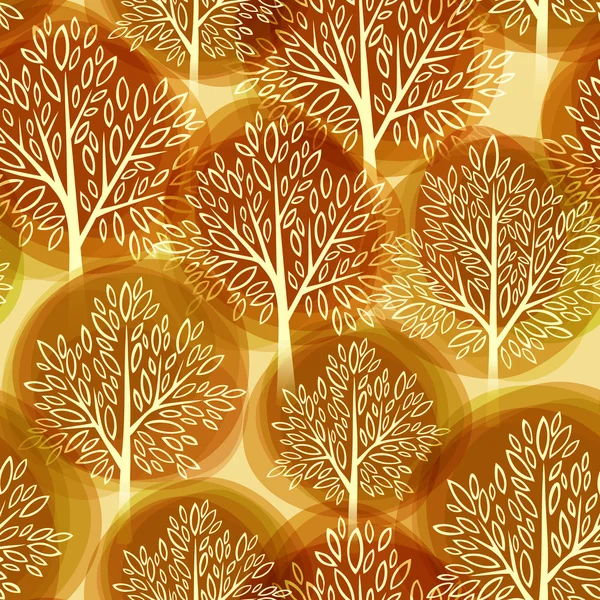 秋シーズンの背景。秋の木のシームレスなパターン。ベクトル図 — ストックベクタ