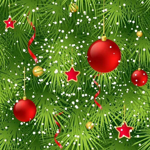 Karácsonyfa fenyő ága varratmentes háttérben. Vektoros illusztráció — Stock Vector