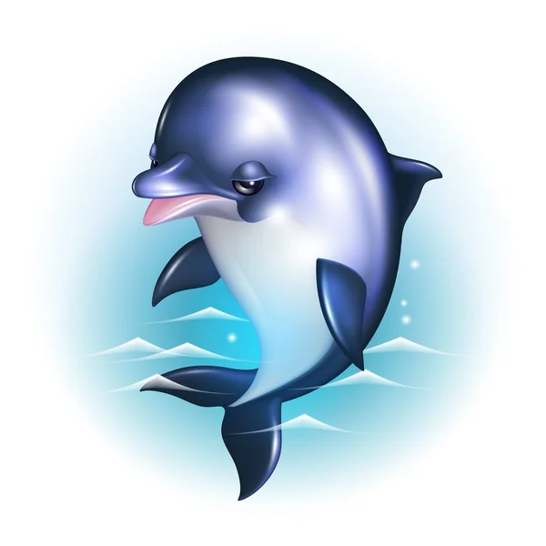 Delfines en caricatura imágenes de stock de arte vectorial | Depositphotos