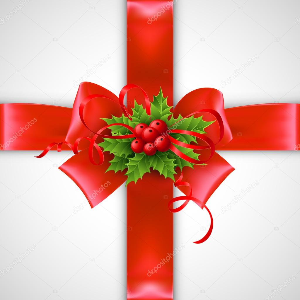 Christmas ribbon decoration. Vector illustration