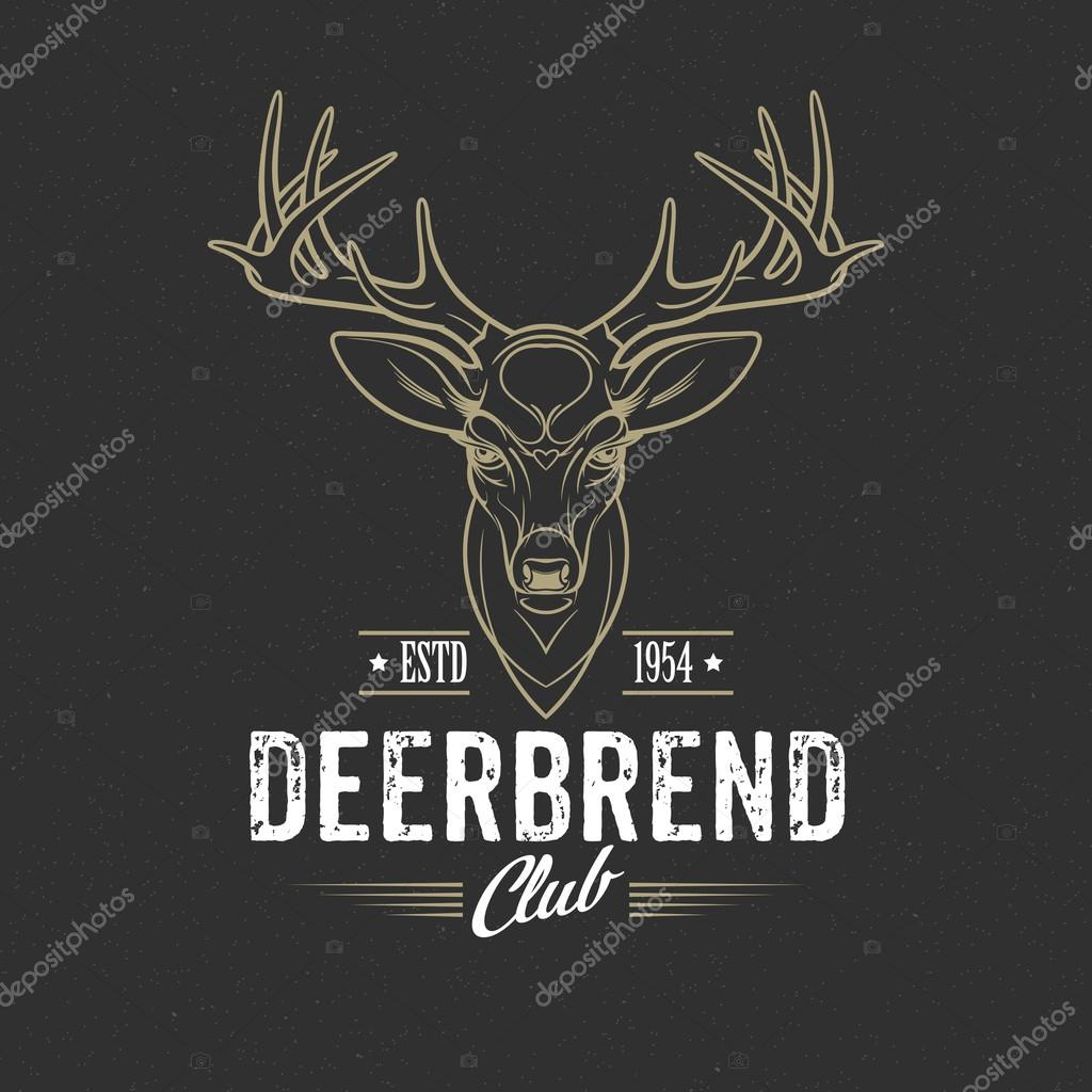 Deer head Design Element in Vintage Style. Vector illustration EPS 10