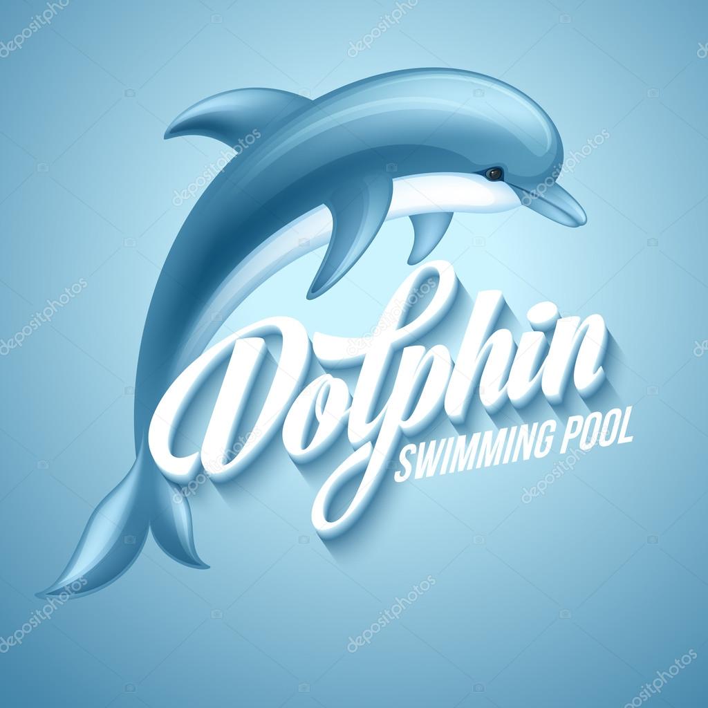 Dolphin. Swimming pool sign template. Vector illustration EPS 10