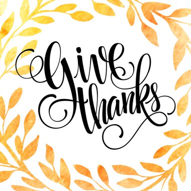 Şükran günü kartı şablonu. Suluboya vektör sonbahar yaprakları boyalı. Vektör çizim