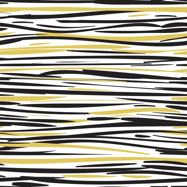 Abstrakte handgezeichnete schwarze und goldene nahtlose Muster — Stockvektor