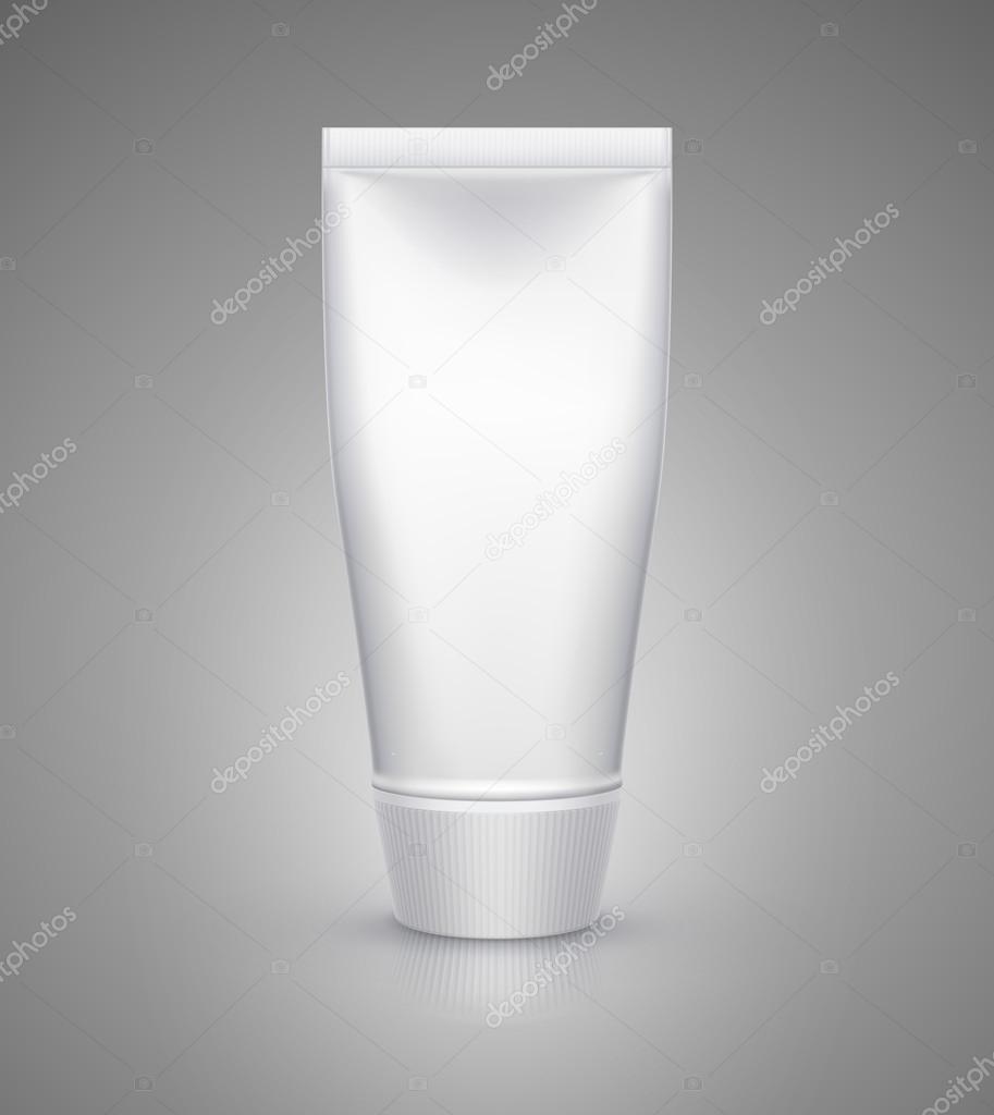 White tube mock-up for cream, tooth paste, gel, sauce, paint, glue. Vector illustration