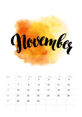 Suluboya boya 2016 tasarım ile takvim. Vektör çizim