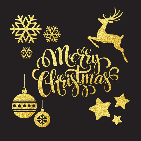 Christmas goud glitter elementen. Vectorillustratie — Stockvector