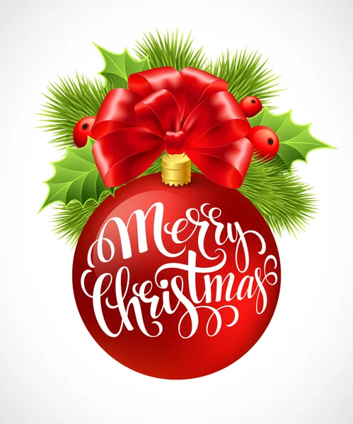 Vector christmas bal met letters. Vectorillustratie — Stockvector